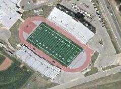 Overhead aerial view of Bible Memorial Stadium